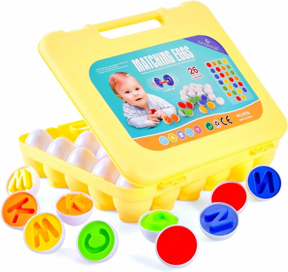 Jouets de tri et d’empilage  | Œufs de Pâques Abc Alphabet 26Pcs Correspondance des Lettres – Jouets éducatifs pour la reconnaissance des couleurs et des formes, compétences de tri, jouets d’apprentissage, cadeau idéal pour les tout-petits de 1 à 3 ans.