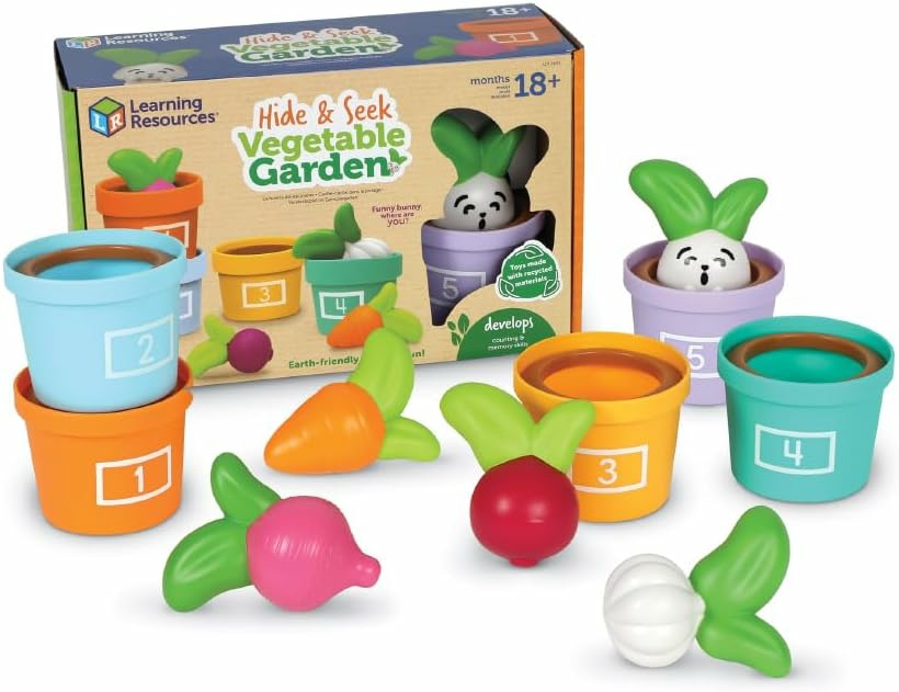 Jouets de tri et d’empilage  | Cache-cache au jardin potager – Jouets d’apprentissage écologiques pour tout-petits, jouets de préscolaire pour enfants de 18 mois et plus, jouets alimentaires Montessori, jouets de jardin, jouets verts.