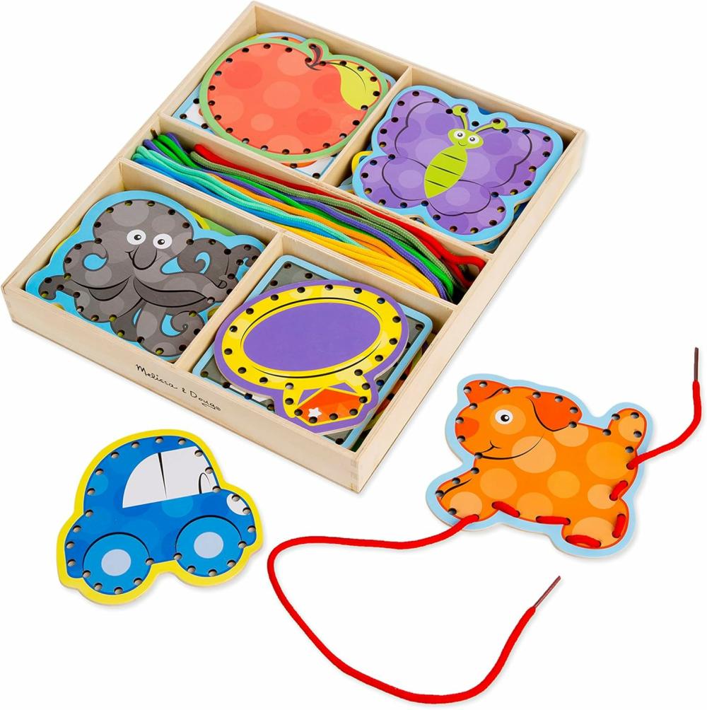 Jouets de tri et d’empilage  | Cartes de lacage en bois de l’alphabet avec des panneaux recto-verso et des lacets assortis – Jouets de lacage pour tout-petits, cartes de filage pour compétences motrices fines, cartes à coudre pour préscolaires et enfants de 3 ans et plus.