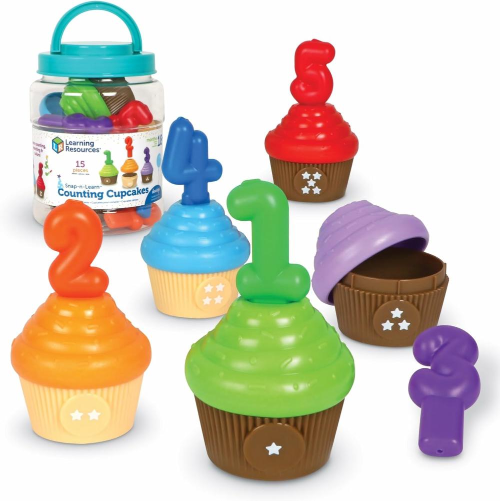 Jouets de tri et d’empilage  | Comptage de Cupcakes d’Anniversaire – Jouets Éducatifs pour Tout-Petits Activités d’Apprentissage Préscolaire pour Enfants de 18 Mois et Plus Jouets Alimentaires Montessori