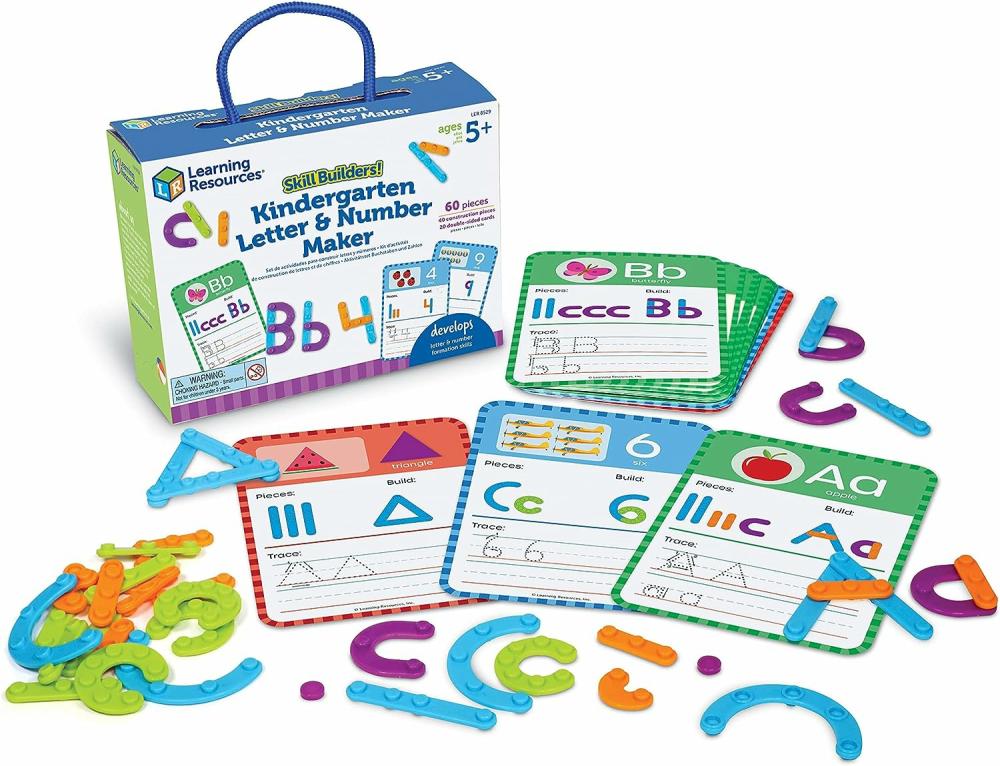 Jouets de tri et d’empilage  | Constructeurs de Compétences ! Fabricant de Lettres et de Chiffres pour la Maternelle Jeux Éducatifs Intérieurs Alphabet de Préscolaire Jouets Cérébraux pour Tout-Petits, Retour à l’École 60 Pièces Âge 6+