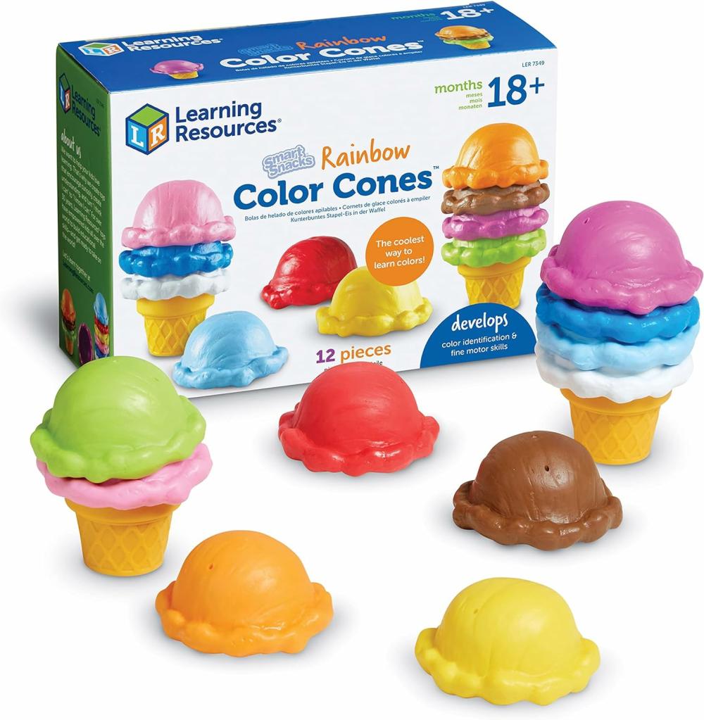 Jouets de tri et d’empilage  | Cornets de Couleurs Arc-en-Ciel Smart Snacks – 12 Pièces Âges 18+ Mois Jouets de Jeu de Rôle pour Tout-Petits Jouets pour Développer les Compétences Motrices Fines Jouets d’Apprentissage pour la Maternelle