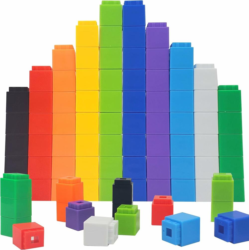 Jouets de tri et d’empilage  | Cubes de comptage manipulables en mathématiques – Blocs numériques éducatifs – Jouets de classe – Matériel d’apprentissage pour la maternelle – Fournitures pour l’école à la maison, Ensemble de 100 cubes mathématiques pour enfants de 3 ans et plus.