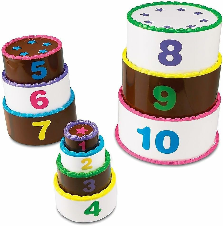 Jouets de tri et d’empilage  | Empilez et comptez le gâteau à étages – 10 pièces, jouets d’apprentissage pour les tout-petits de 18 mois et plus, compétences précoces en empilement et en comptage pour les tout-petits.