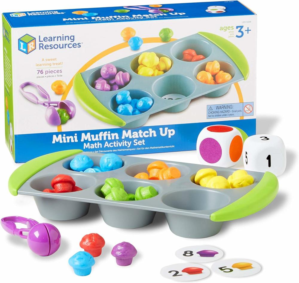 Jouets de tri et d’empilage  | Ensemble d’activités de mathématiques avec mini muffins – 76 pièces, à partir de 3 ans. Jeux de comptage pour enfants, jouets d’apprentissage préscolaire, jouets d’apprentissage à domicile, mathématiques pour les enfants d’âge préscolaire.