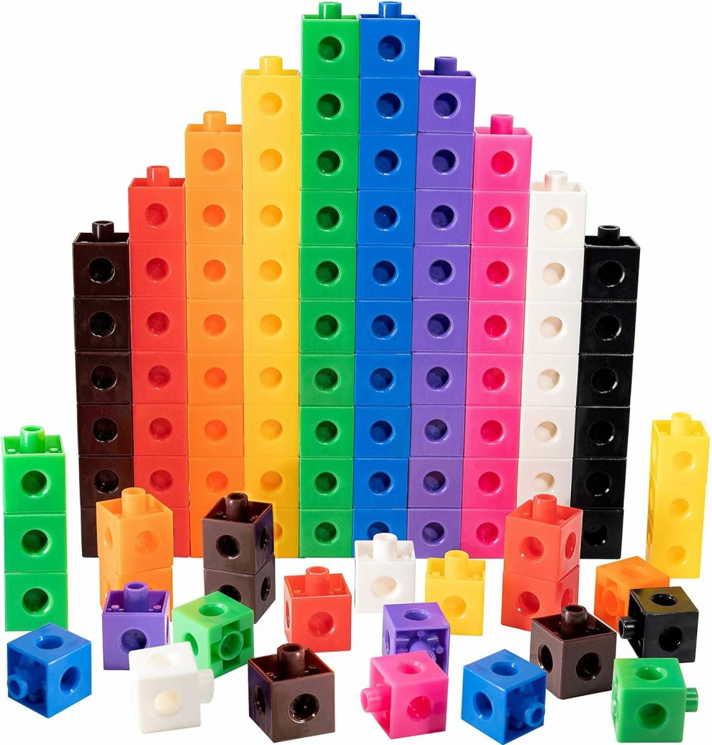 Jouets de tri et d’empilage  | Ensemble de 100 cubes de liaison – Blocs de comptage – STEM – Blocs connecteurs – Cubes de mathématiques – Manipulatives mathématiques – Jouets éducatifs pour enfants de 5 ans