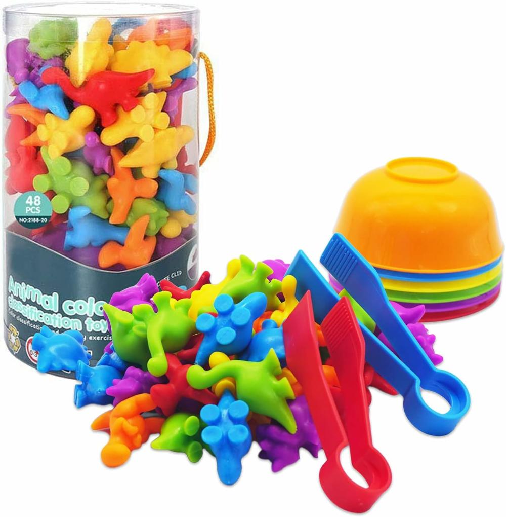 Jouets de tri et d’empilage  | Jeu de correspondance et de tri de jouets dinosaures à compter – Classification des couleurs et formation sensorielle – Ensemble de jouets éducatifs pour l’apprentissage – Cadeau pour les tout-petits