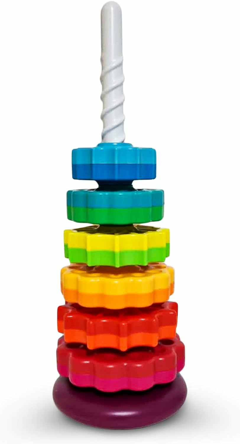 Jouets de tri et d’empilage  | Jouet à empiler – Jouet empilable premium pour enfants – Plastique ABS résistant – Jouet à roue tournante arc-en-ciel – Jouets amusants et engageants pour le développement cérébral des enfants