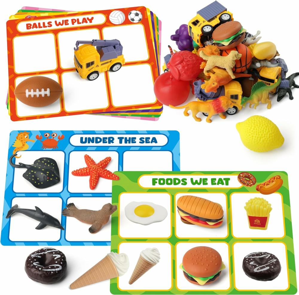 Jouets de tri et d’empilage  | Jouet de tri pour tout-petits : Animaux, dinosaures, fruits, véhicules, aliments, poissons, balles, ensemble de jeu de ferme. Jeu Montessori pour le développement des compétences motrices fines, éducatif et idéal comme cadeau d’apprentissage pour les enfants de 2 à 4 ans.