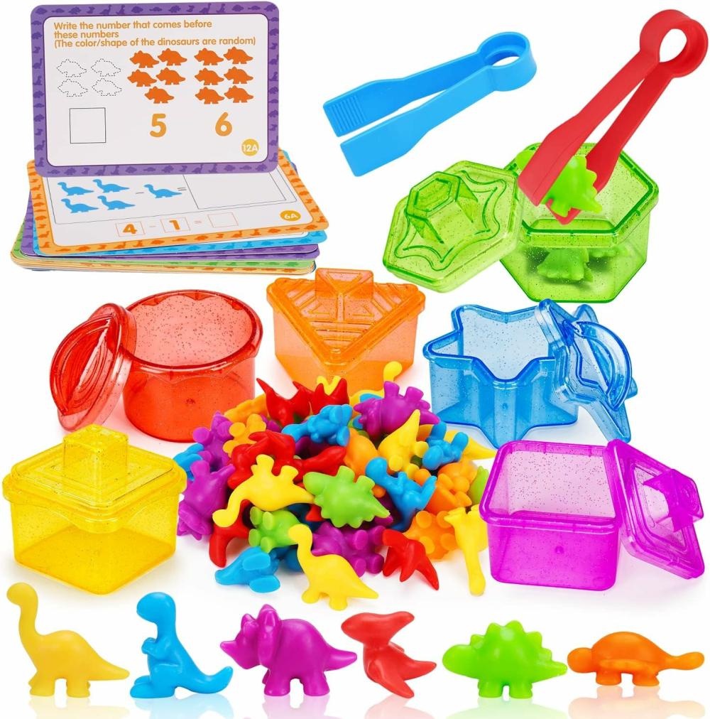 Jouets de tri et d’empilage  | Jouet d’ours en dinosaure à compter pour enfants, outil de thérapie occupationnelle, apprentissage préscolaire, jeu de manipulation mathématique, tri des couleurs, jeu d’appariement, pinces pour le développement des motricités fines, cadeau d’anniversaire ou de Pâques pour garçon ou fille de 3 à 5 ans.