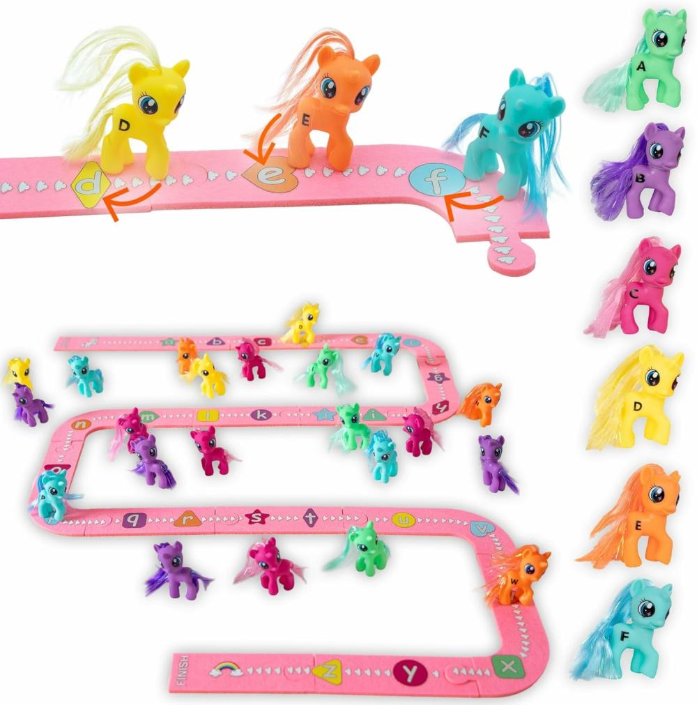 Jouets de tri et d’empilage  | Jouets Alpha Tracks Licorne pour filles de 4 à 6 ans, jouets d’apprentissage de l’alphabet, jouets ABC pour enfants de 3 à 5 ans, jeux de puzzles d’animaux. Jouet Montessori de correspondance de lettres pour les amatrices de fées, cadeau de 41 pièces.