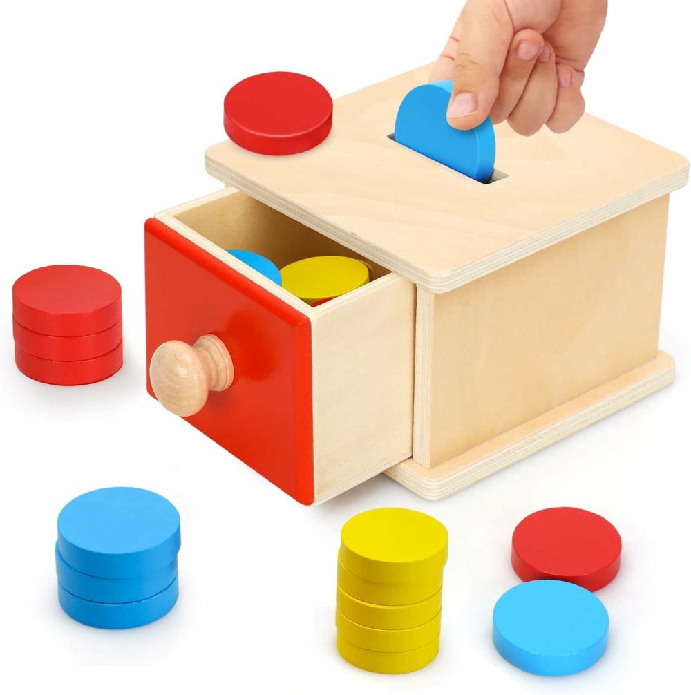 Jouets de tri et d’empilage  | Jouets de boîte à pièces Montessori, jouets sur la permanence des objets pour bébés et tout-petits, jouets Montessori pour enfants de 1 an et plus, jouets en bois pour faire tomber des balles Montessori, jouets de développement pour enfants de 2 ans et plus, boîte d’apprentissage imbucare.