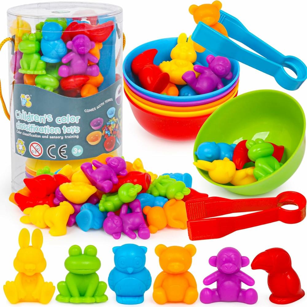 Jouets de tri et d’empilage  | Jouets de tri de couleurs pour tout-petits de 1 à 3 ans, jeux de tri et de comptage d’animaux Montessori pour l’éducation préscolaire, activités d’apprentissage mathématique, jeux de formation sensorielle, cadeau de Pâques pour les enfants de 2 à 4 ans et de 3 à 5 ans, garçons et filles.