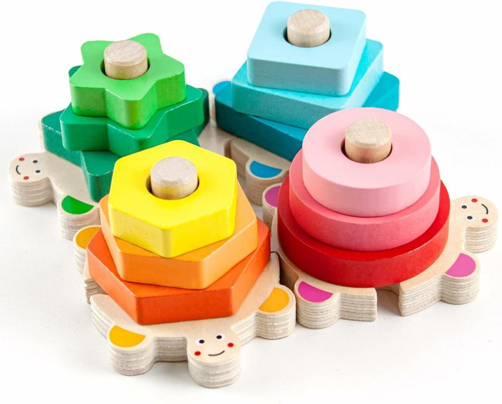 Jouets de tri et d’empilage  | Jouets d’empilage pour tout-petits de 1 à 3 ans, tri de formes Montessori, jouets pour bébés de 12 à 18 mois, puzzles éducatifs en blocs de bois pour garçons et filles de 1 à 4 ans, cadeaux d’apprentissage préscolaire.