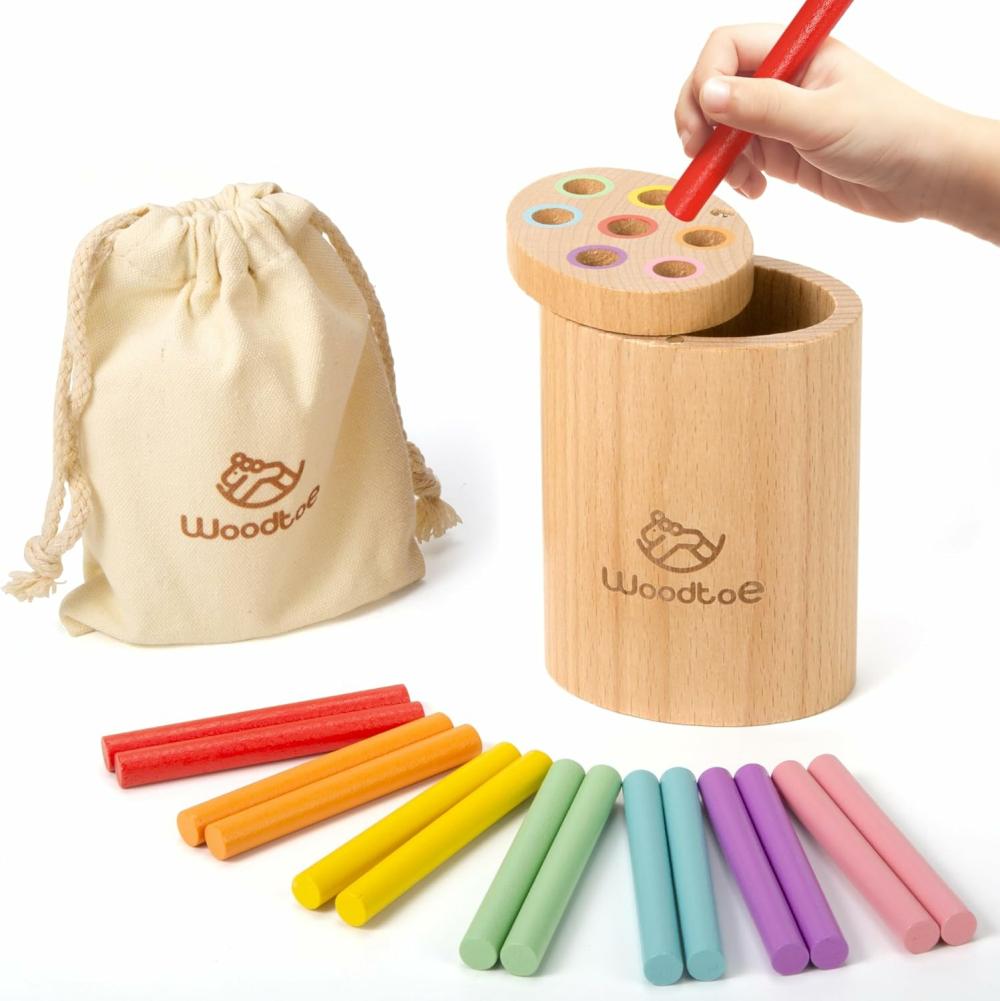 Jouets de tri et d’empilage  | Jouets en bâtons Montessori en bois pour enfants – 7 couleurs – Jouets d’apprentissage pour tout-petits de 1 à 3 ans – Jouet éducatif de tri en bois naturel – Jouets sensoriels – Jeu de voyage – Anniversaire pour garçons et filles de 1 an et plus.