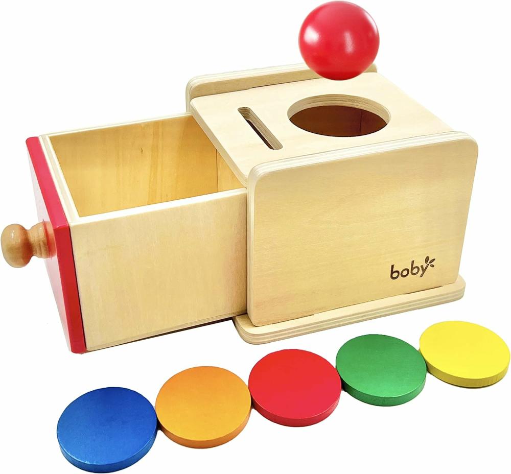 Jouets de tri et d’empilage  | Jouets Montessori Dailyfunn Coin&Ball 2-en-1 Boîte de Dépôt Boîte de Permanence des Objets pour Bébé Nourrisson Enfant d’Âge Préscolaire 6-24 Mois