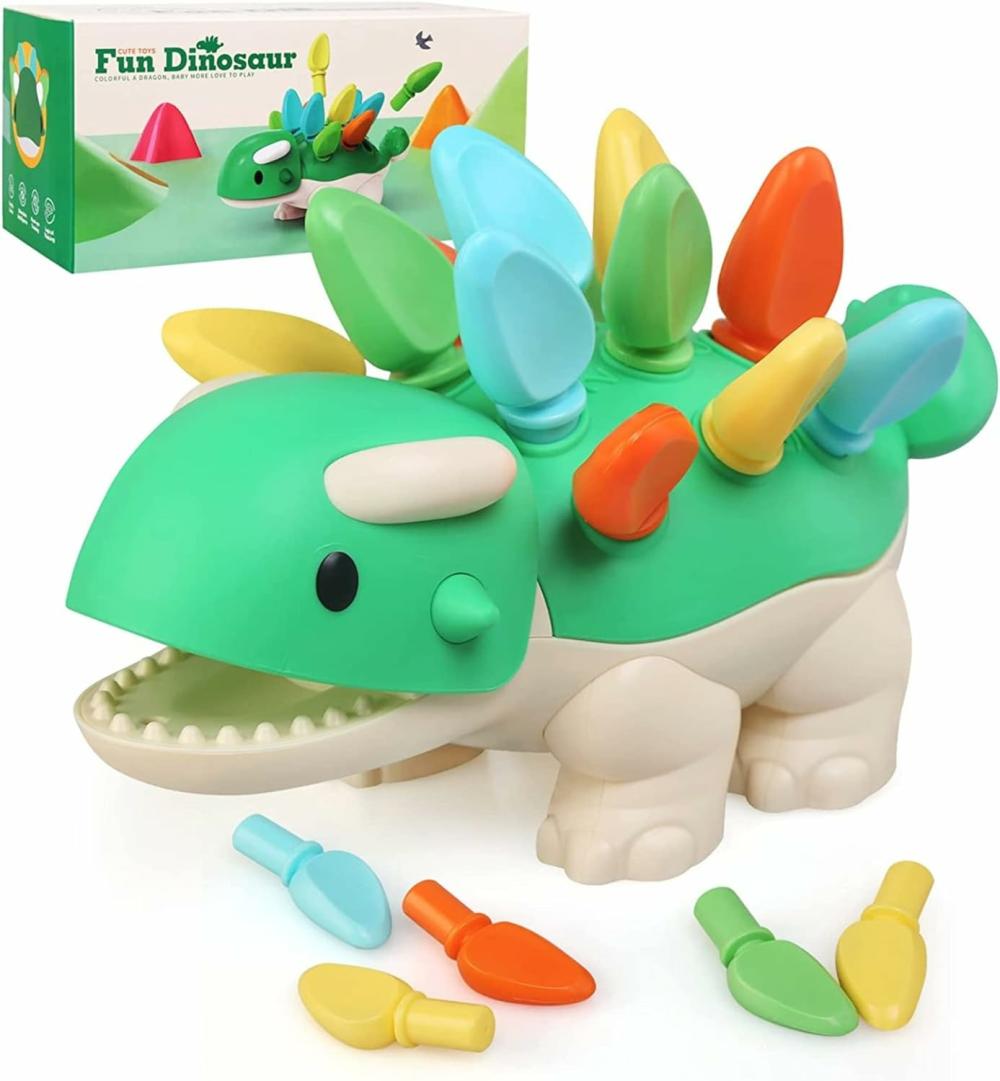 Jouets de tri et d’empilage  | Jouets Montessori pour bébés de 1 à 4 ans : Jouets dinosaures pour le développement des motricités fines des enfants de 2 à 4 ans | Jouets éducatifs d’apprentissage pour les tout-petits, cadeau d’anniversaire pour les 1-2 ans | Jouets sensoriels pour les 12-18 mois