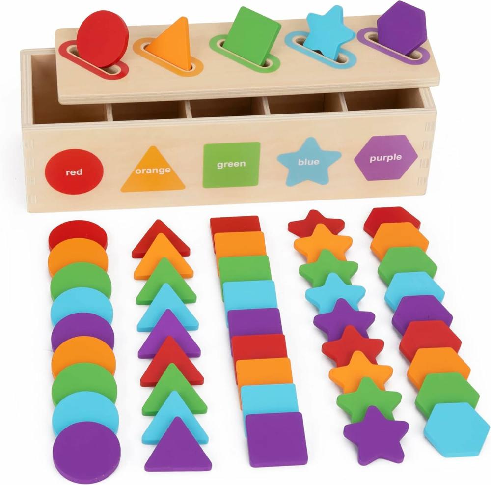 Jouets de tri et d’empilage  | Jouets Montessori pour enfants de 1 à 3 ans | Jouets en bois de tri de couleurs et de formes | Jouets éducatifs d’apprentissage pour enfants de 1 à 3 ans | Cadeau d’anniversaire pour garçon ou fille de 1 ou 2 ans