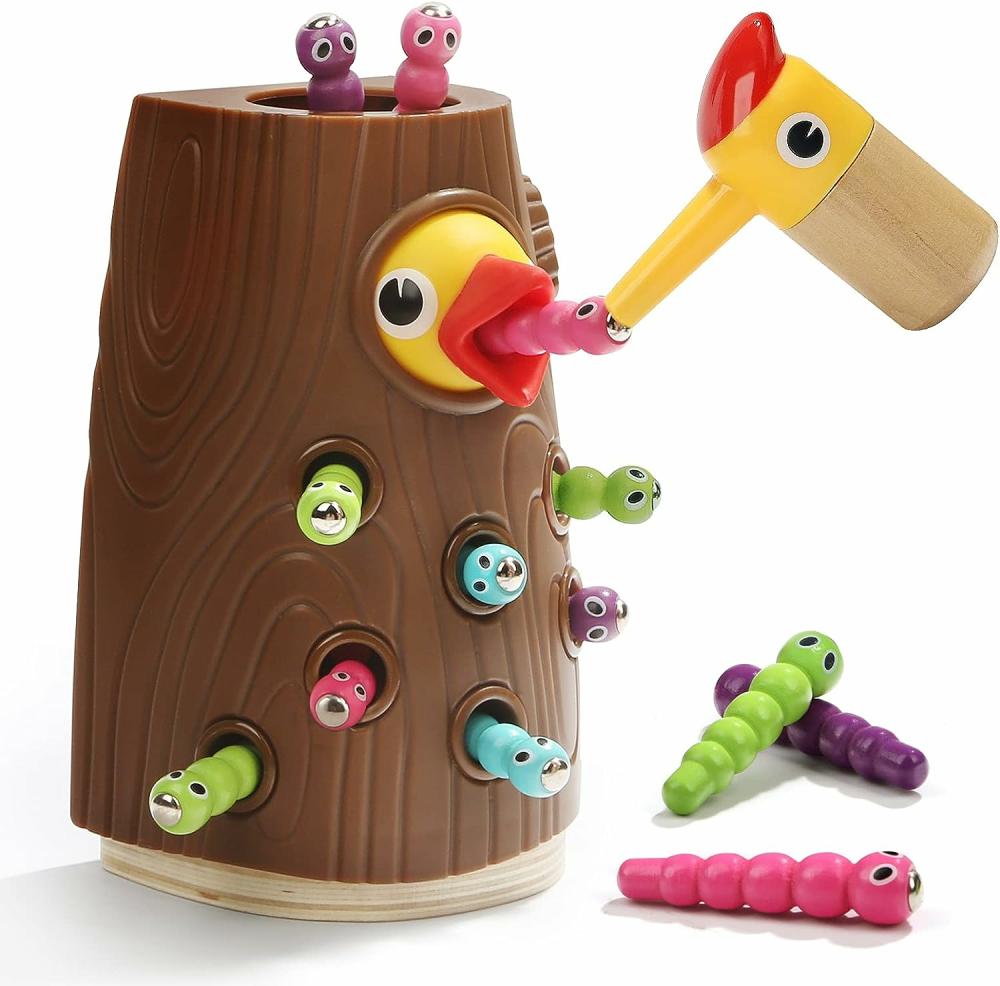 Jouets de tri et d’empilage  | Jouets Montessori pour enfants de 2 ans – Jeu de nourrissage d’oiseaux magnétique pour le développement des compétences motrices fines des garçons et des filles