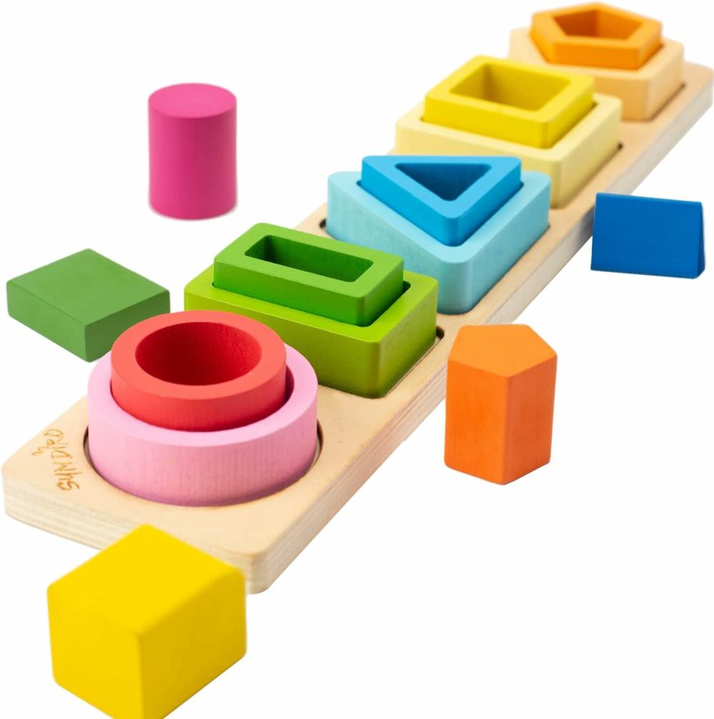 Jouets de tri et d’empilage  | Jouets Montessori pour garçons et filles de 1 à 3 ans – Jouets en bois de tri et d’empilage pour bébés et tout-petits, jouets éducatifs de tri de formes et de couleurs pour la préscolaire, cadeaux pour enfants.