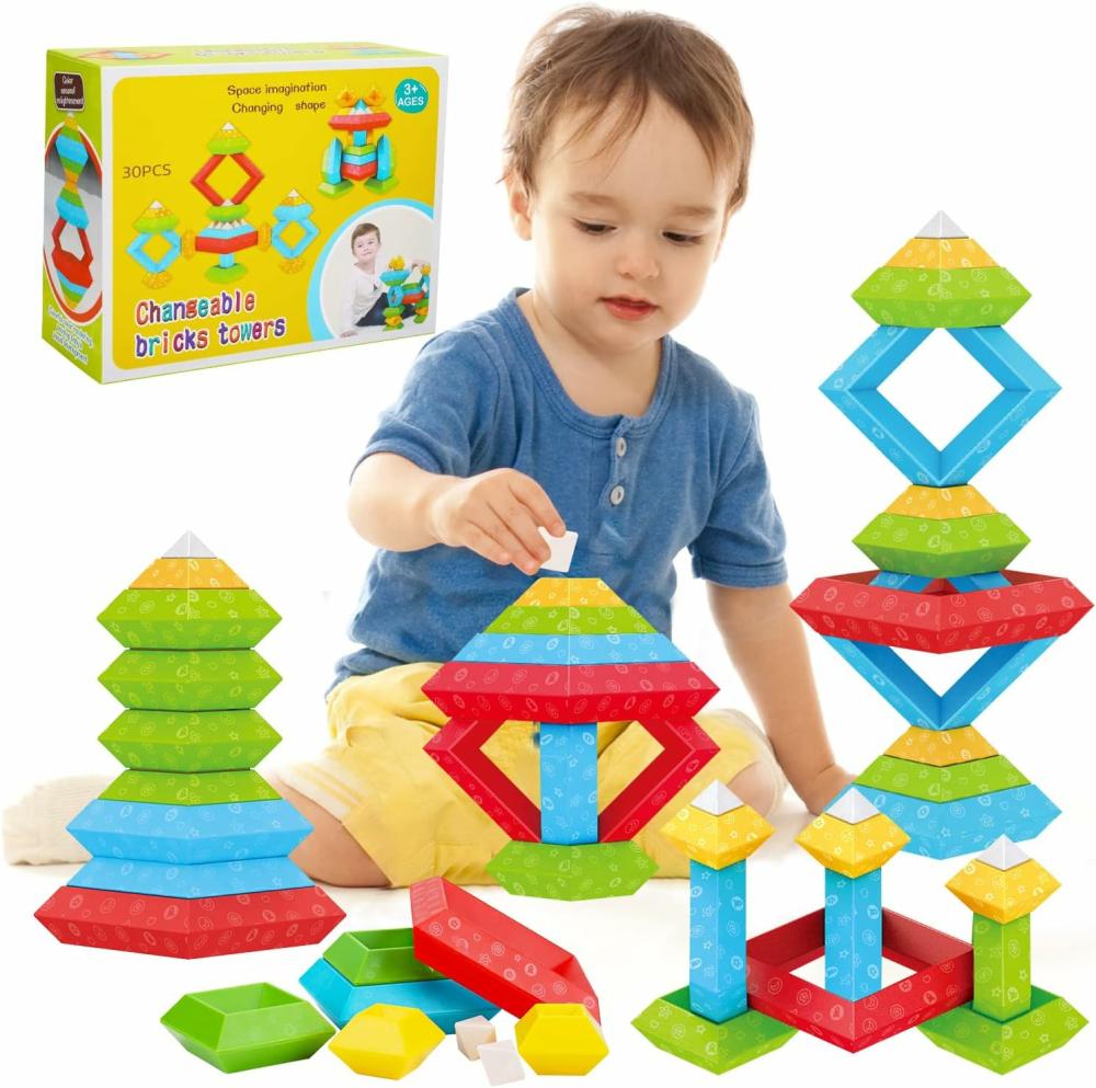 Jouets de tri et d’empilage  | Jouets Montessori pour garçons et filles de 1 à 5 ans, activités d’apprentissage préscolaire pour les tout-petits de 1 à 3 ans, 30 pièces de blocs de construction empilables STEM, cadeaux éducatifs sensoriels de Pâques pour enfants de 1 à 2 ans et de 2 à 4 ans.