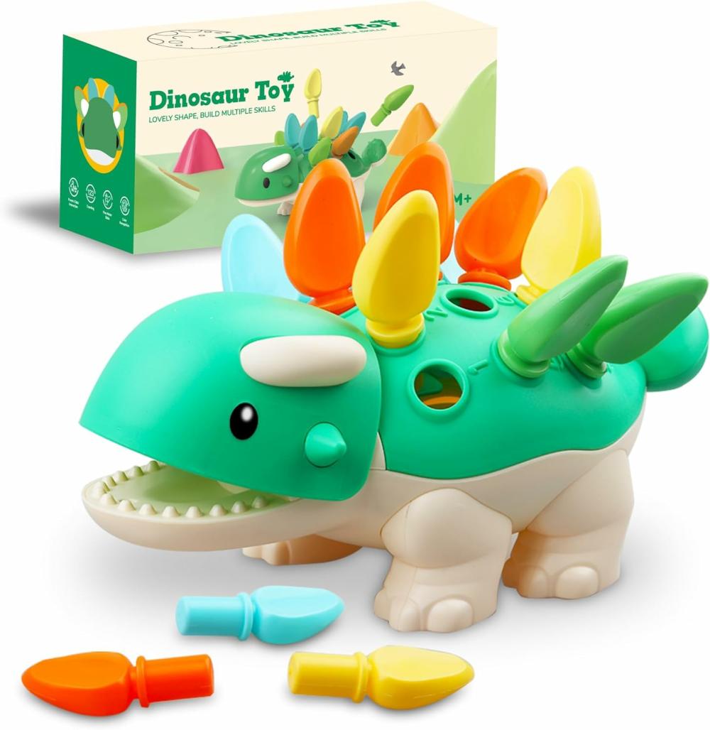 Jouets de tri et d’empilage  | Jouets Montessori pour tout-petits – Jeu éducatif de dinosaures et activités d’apprentissage – Cadeaux pour les enfants de 6, 9, 12 et 18 mois, 1, 2, 3, 4 ans – Anniversaire pour garçon ou fille de 1 an – Jouets de développement sensoriel et de motricité fine pour bébés.