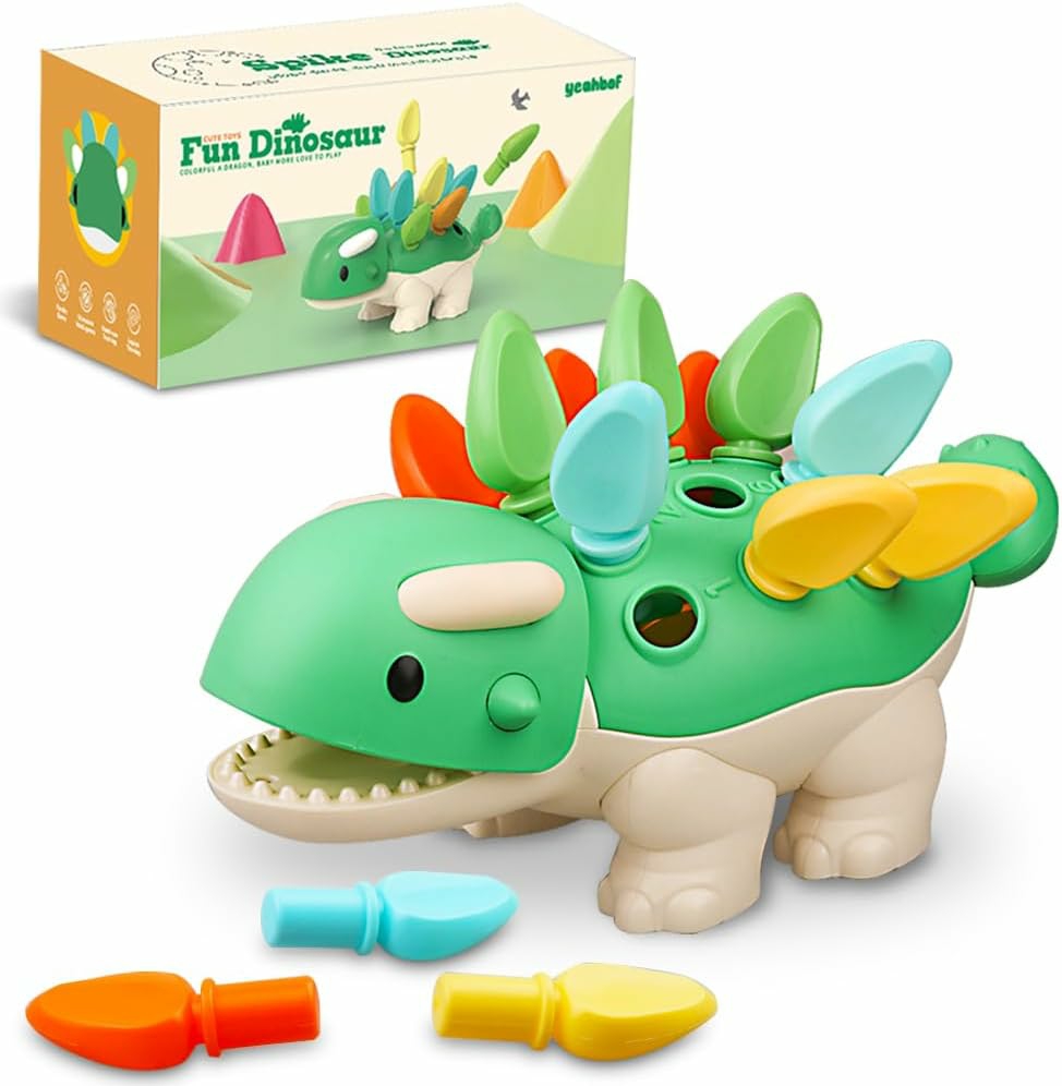 Jouets de tri et d’empilage  | Jouets Montessori pour tout-petits – Jouet sensoriel pour bébé – Apprentissage des compétences motrices fines pour les enfants de 6, 9 et 12 mois – Cadeau d’anniversaire pour garçon ou fille d’un an – Jouets éducatifs dinosaure pour enfants de 1 à 4 ans – Tri, empilement et reconnaissance des couleurs.