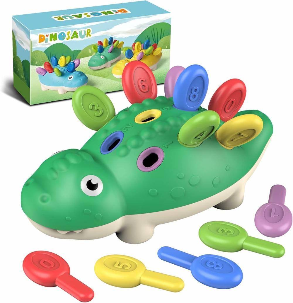 Jouets de tri et d’empilage  | Jouets Montessori Sensoriels pour Bébé de 1 an, Jouets Éducatifs pour Tout-Petits, Jeux de Dinosaure pour Apprentissage, Jouets de Voyage pour le Développement des Compétences Motrices Fines, Idées de Cadeaux d’Anniversaire pour Enfants de 18 Mois, 2, 3 ans, Garçon et Fille.