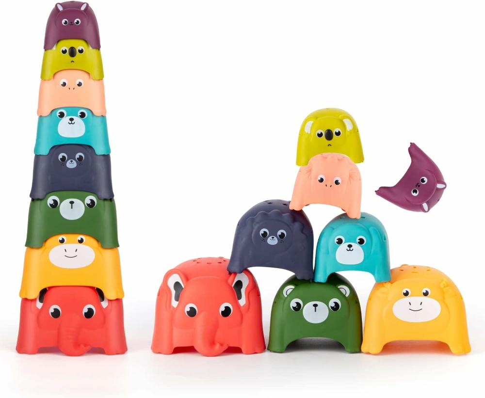 Jouets de tri et d’empilage  | Jouets pour tout-petits Âge 1-2 2-4 Tasses empilables d’animaux Jouets pour bébés pour garçons et filles Apprentissage du tri et blocs de construction 8 pièces