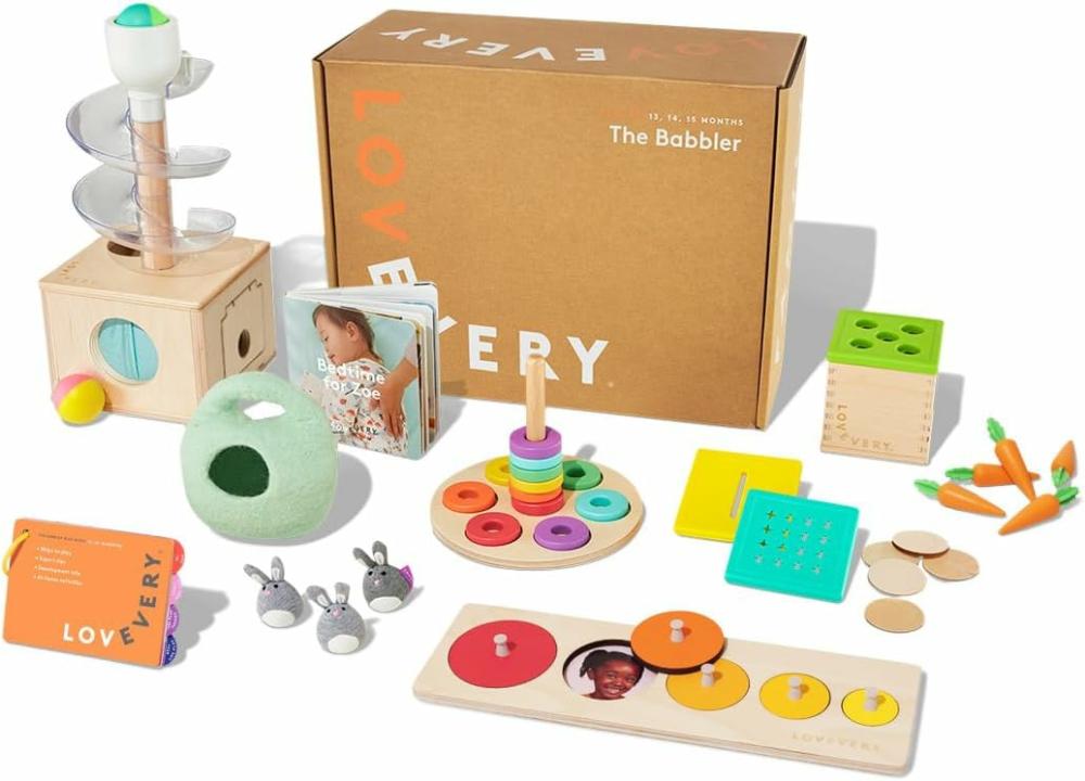 Jouets de tri et d’empilage  | Kit de jeu Babbler | Kit de jeu d’anniversaire | Jouet Montessori pour tout-petit | 8 produits de jeu | 1 livre en carton | Et guide de jeu (Meilleur cadeau d’anniversaire pour un an)