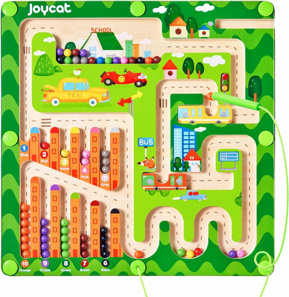 Jouets de tri et d’empilage  | Labyrinthe Magnétique de Couleurs et de Nombres – Jouets Montessori pour Enfants de 3 Ans et Plus – Jouet Sensoriel de Voyage pour Tout-Petits – Puzzle Éducatif en Bois pour l’Autisme – Cadeau Idéal pour les Enfants de Maternelle