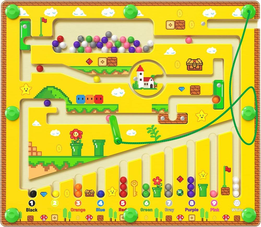 Jouets de tri et d’empilage  | Labyrinthe Magnétique de Couleurs et de Nombres – Jouets Montessori pour Enfants de 3 Ans et Plus – Puzzle en Bois – Tableau d’Activités Occupé – Jouets Éducatifs pour la Maternelle – Jouets pour Tout-Petits, Garçons et Filles de 3 à 5 Ans – Idée Cadeau