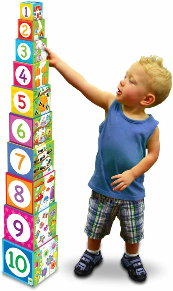 Jouets de tri et d’empilage  | Learning Journey International Llc Jeux & Apprentissage – Cubes Empilables – Jouets STEM pour Tout-Petits & Cadeaux pour Garçons et Filles de 12 Mois et Plus – Jouet de Développement Cognitif Multi (100257)