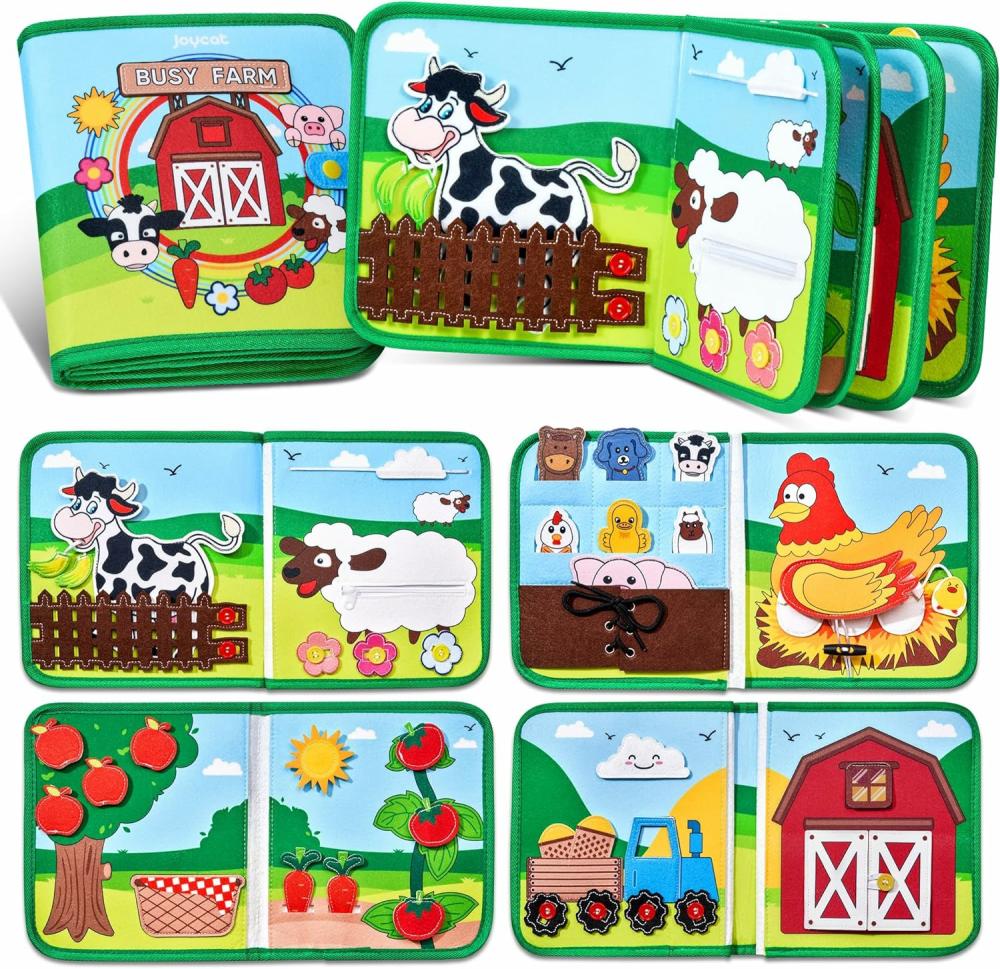 Jouets de tri et d’empilage  | Livre d’activités sur les animaux de la ferme pour les tout-petits – Tableau d’activités Montessori pour garçons et filles de 1 à 4 ans – Cadeau d’anniversaire – Livre d’activités silencieuses avec compétences de vie, cognition, tri et correspondance – Jouet sensoriel pour l’autisme