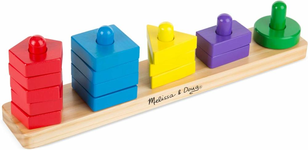 Jouets de tri et d’empilage  | Plateau de tri et d’empilage – Jouet éducatif en bois pour enfants de 2 ans et plus avec 15 pièces en bois massif