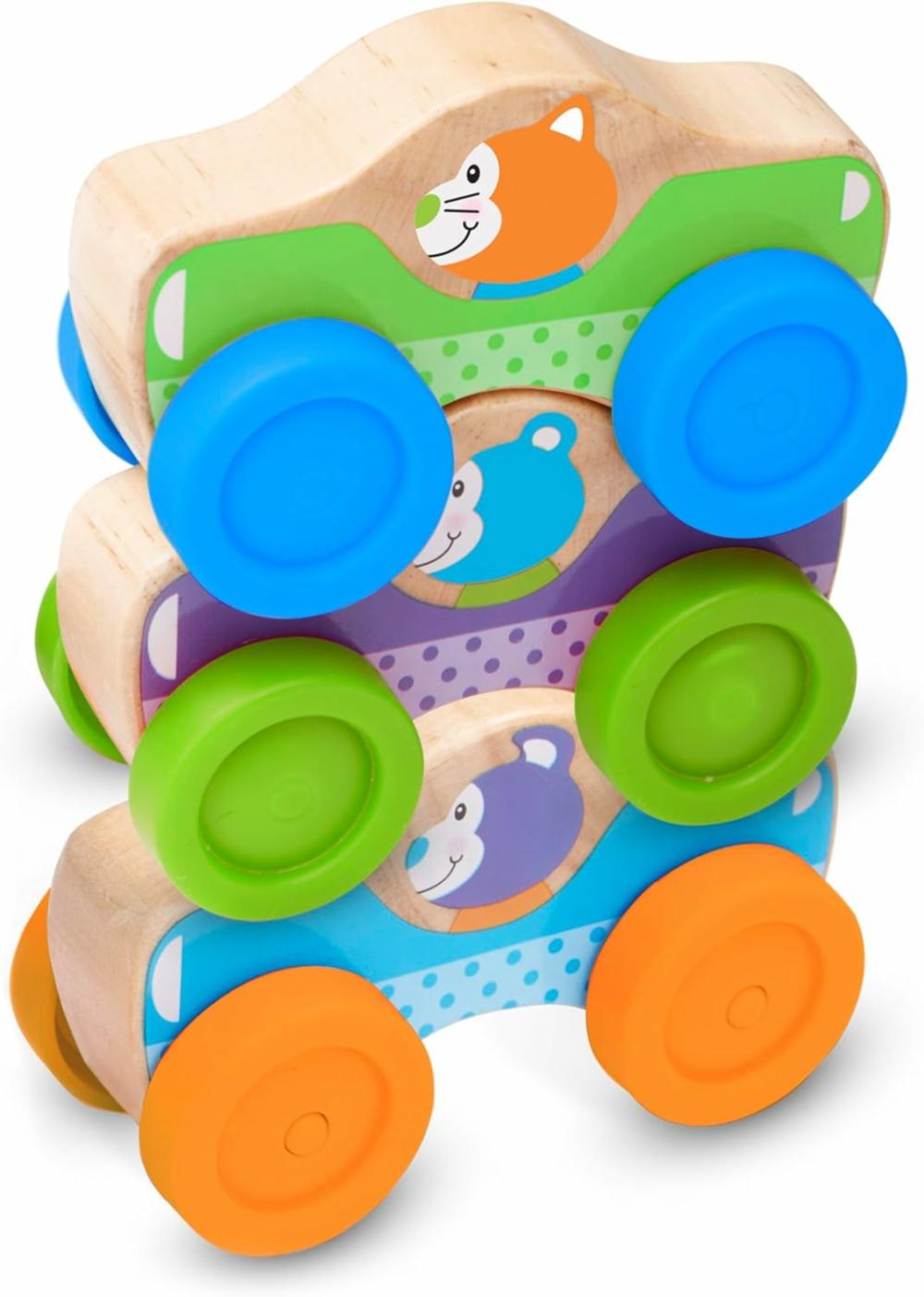 Jouets de tri et d’empilage  | Premiers Jouets en Bois Animaux Empilables (3 Pièces)