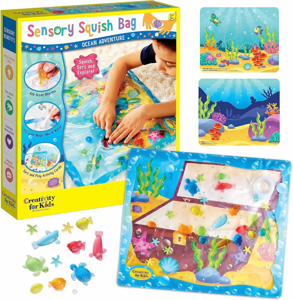 Jouets de tri et d’empilage  | Sac Sensoriel Compressible : Aventure Océan – Tapis Sensoriel pour Tout-Petits, Jouets Apaisants et Activités de Motricité pour Enfants de 3 à 5 ans et plus, Tableau d’Activités, Fournitures pour Coin Calme