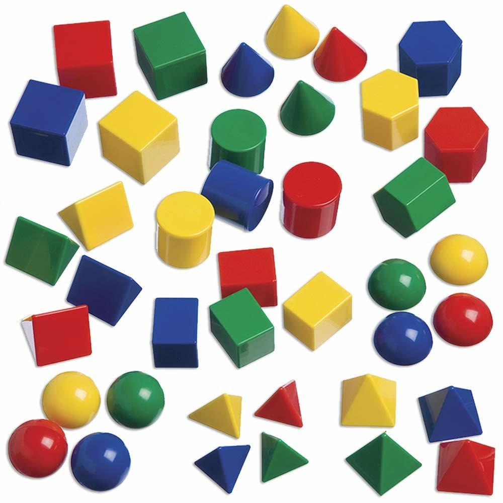 Jouets de tri et d’empilage  | Solides géométriques miniatures – Ensemble de 40 – Formes 3D pour les mathématiques et la géométrie – Manipulatives multicolores pour enfants – 10 formes différentes