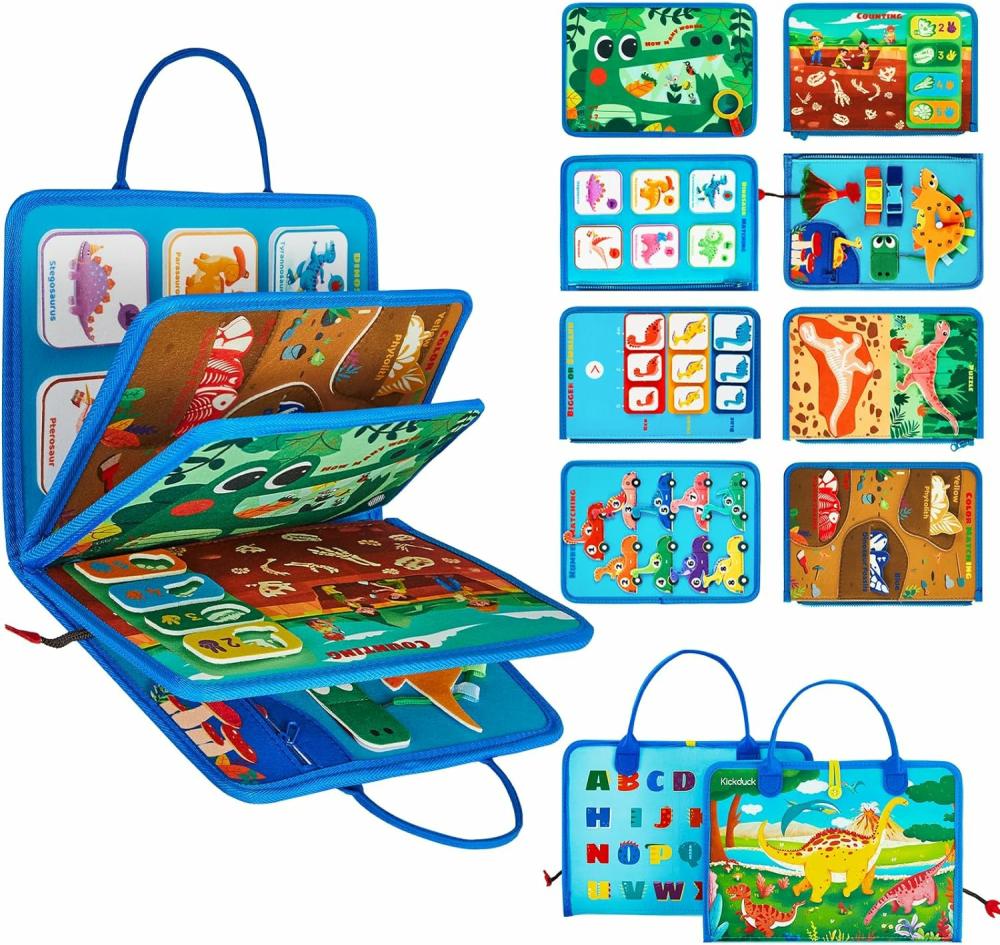 Jouets de tri et d’empilage  | Tableau d’activités Montessori pour garçons et filles de 3 à 4 ans – Cadeaux d’anniversaire – Jouets éducatifs – Tableau sensoriel pour l’apprentissage préscolaire – Jouets pour tout-petits – Jouets de voyage pour avion et voiture (Dinosaure)