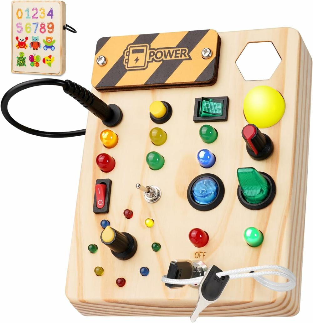 Jouets de tri et d’empilage  | Tableau d’activités Montessori pour tout-petits avec 27 lumières LED – Jouets Montessori pour enfants de 1 à 6 ans – Jouet sensoriel en bois pour garçons et filles – Idées de cadeaux