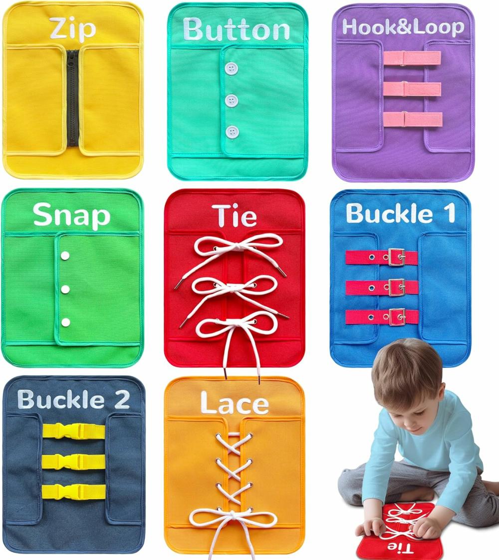 Jouets de tri et d’empilage  | Tableau d’activités Montessori pour tout-petits – Jouets pour filles et garçons de 3 à 5 ans – Jouets de motricité fine – Apprentissage des compétences de base – Pratique de la laçage de chaussures pour enfants – Jouets à boucle, zip et cordon – Enseignant en classe de maternelle