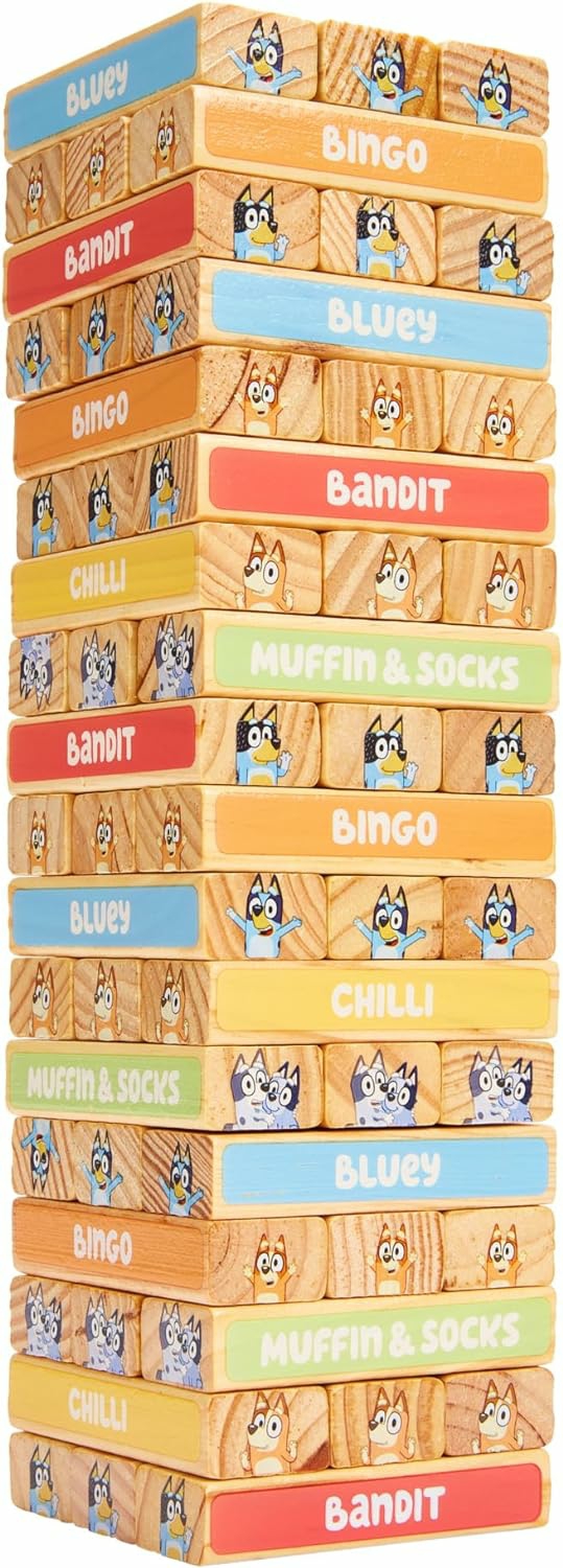 Jouets de tri et d’empilage  | Tour de blocs – 54 blocs en bois colorés – Jeu amusant en famille – Certifié FSC pour les enfants de 3 ans et plus