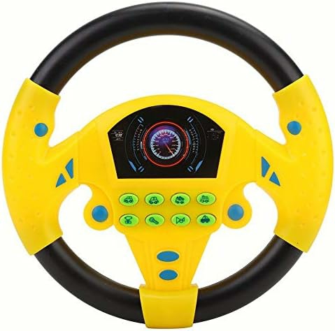 Jouets musicaux  | Contrôleur de conduite simulé 21 X 3,5 X 21 cm, volant de co-pilote simulé, jouet éducatif musical pour enfants de 4 à 6 ans (Jaune)