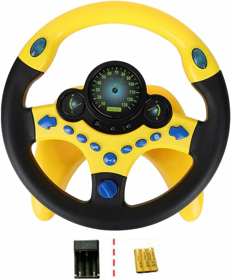 Jouets musicaux  | Contrôleur de conduite simulé portable, volant de conduite simulé, jouet copilote éducatif pour enfants, jouet sonore, petit volant jouet, cadeau amusant, volant interactif avec musique.