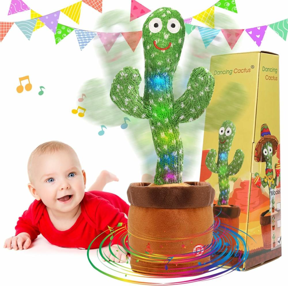 Jouets musicaux  | Jouet Cactus Dansant – Peluches Mignonnes – Cactus Parlant – Jouet pour Bébé 0-6 Mois – Cactus qui Bouge et Chante – 120 Chansons Anglaises à Succès – Jouet Musical Sensoriel pour Bébé 6-12 Mois, 1-3 Ans, 4 Ans et Plus – Pour Filles et Garçons