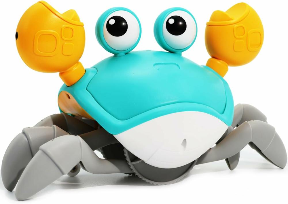 Jouets musicaux  | Jouet de bébé crabe rampant – Crabe interactif pour le temps sur le ventre avec musique (évite automatiquement les obstacles) – Crabe dansant pour tout-petit – Amusant pour garçon et fille de 6 à 12 mois, cadeau d’anniversaire pour 1 à 3 ans (vert)