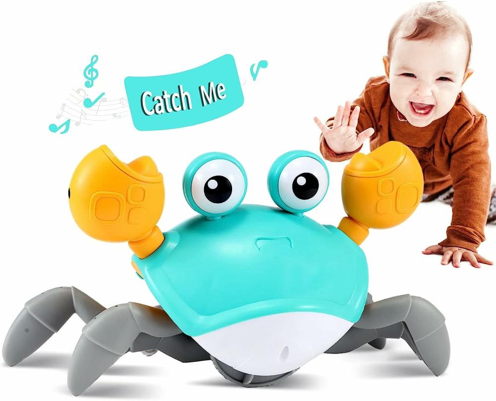 Jouets musicaux  | Jouet de bébé Crabe Rampant – Jouets pour le temps sur le ventre des nourrissons 3 4 5 6 7 8 9 10 11 12 mois Garçon 3-6 6-12 Apprentissage du rampement 9-12 12-18 Mois de marche pour tout-petit 36 mois Développement musical Cadeaux pour le 1er anniversaire