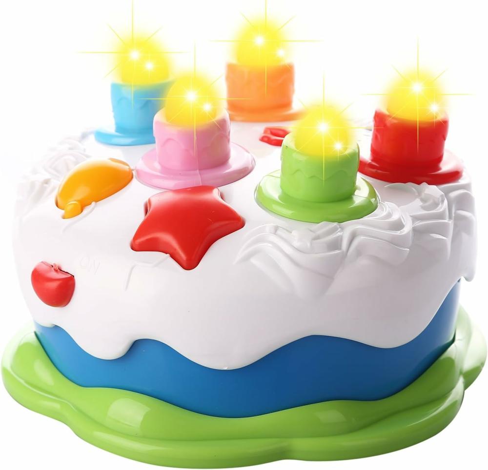 Jouets musicaux  | Jouet de gâteau d’anniversaire pour bébé avec bougies et musique, jouet pour enfants de 2 à 5 ans, cadeau de Noël pour tout-petits.