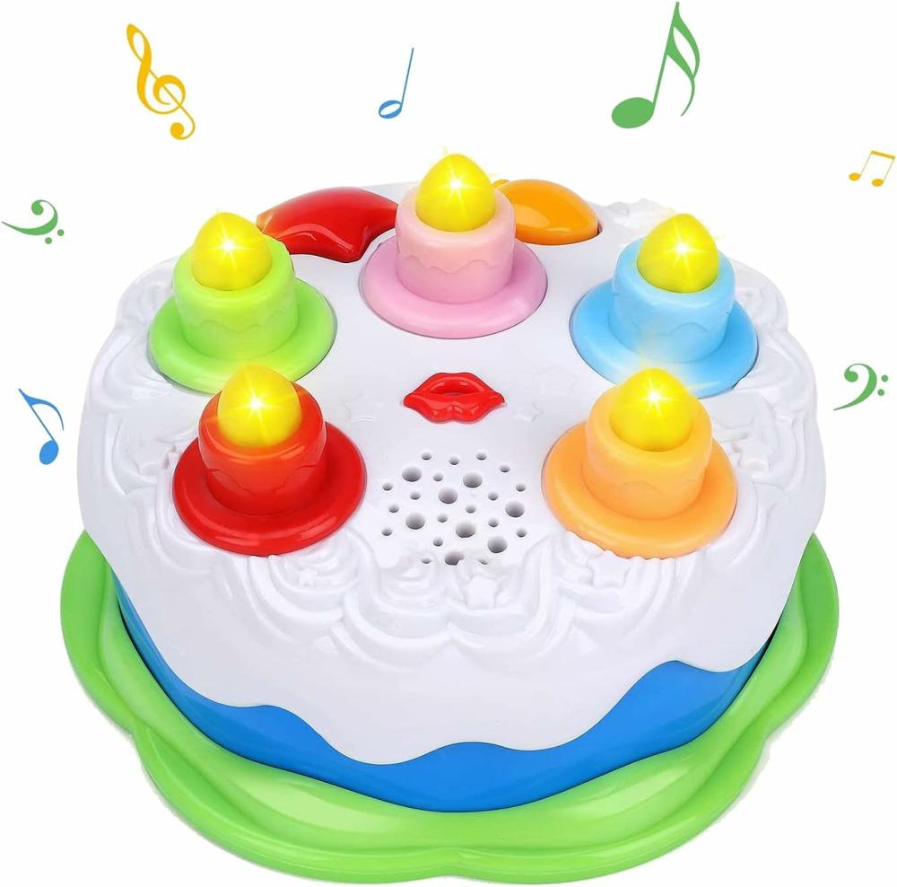 Jouets musicaux  | Jouet de gâteau d’anniversaire pour le premier anniversaire – Jouet de gâteau d’anniversaire Todderl avec bougies et chansons pour garçons et filles de 18 mois et plus, cadeau d’anniversaire musical.