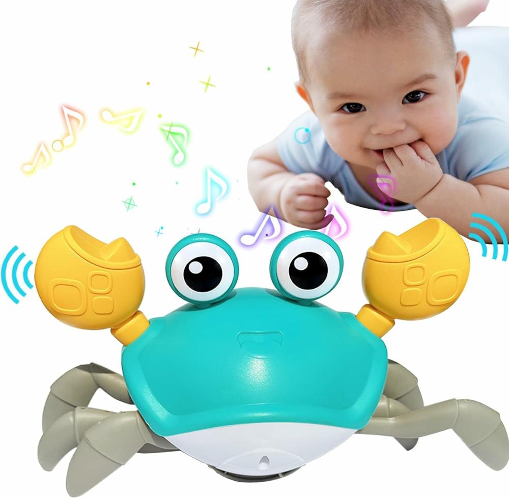 Jouets musicaux  | Jouets pour bébés Crabe Rampant – Jouets pour le temps sur le ventre pour nourrissons 3 4 5 6 7 8 9 10 11 12 Mois – Crabes lumineux et interactifs pour la marche, stimulation sensorielle – Cadeaux de Noël, Pâques et anniversaires pour les garçons et filles de 6 à 12 mois et de 12 à 18 mois.